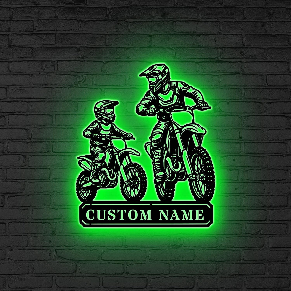 Custom motorcycle Metal Sign, LED Dirt Bike Metal Wall Art, Personalized Biker Name Sign Biker Gift, Gift for son, Sport sign
