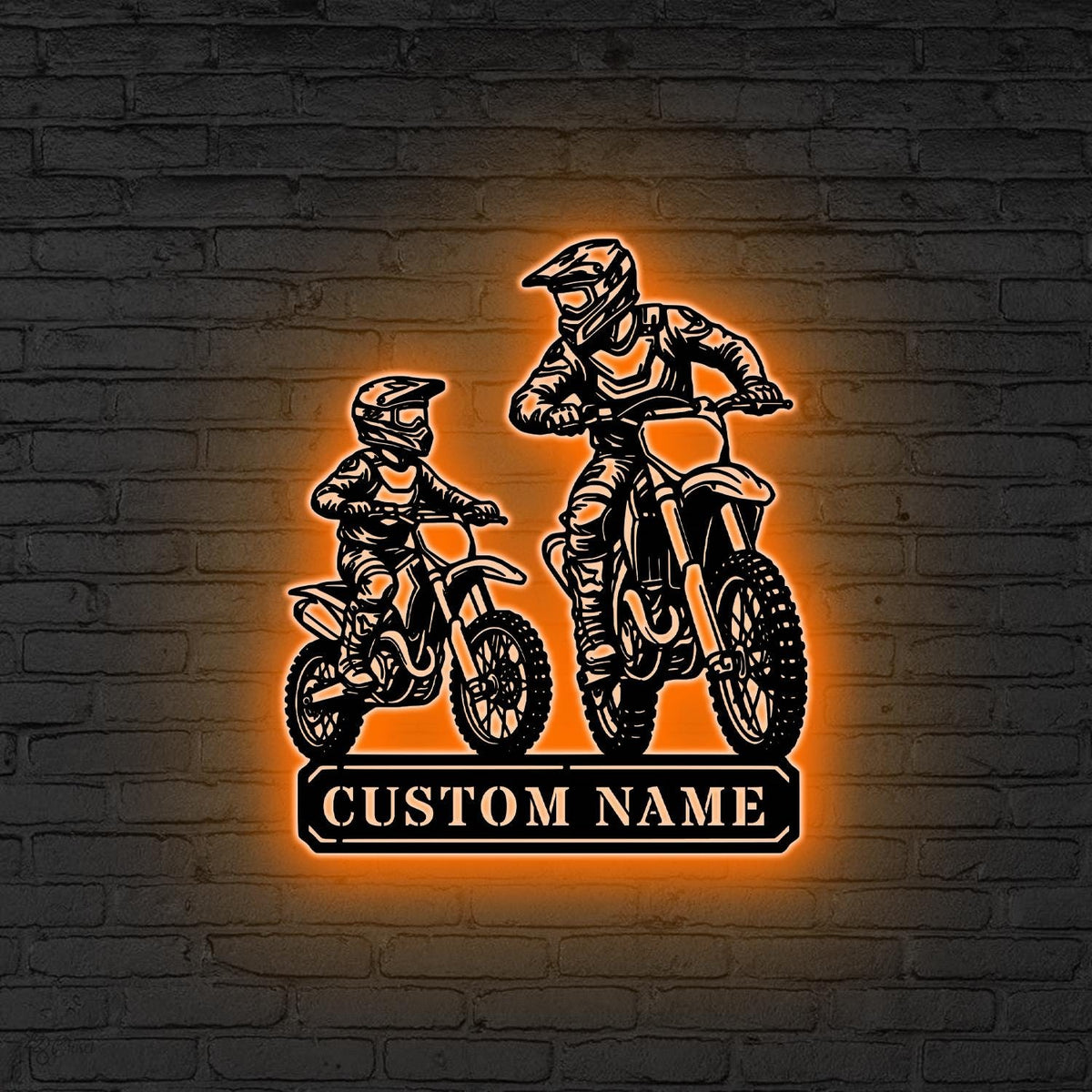 Custom motorcycle Metal Sign, LED Dirt Bike Metal Wall Art, Personalized Biker Name Sign Biker Gift, Gift for son, Sport sign
