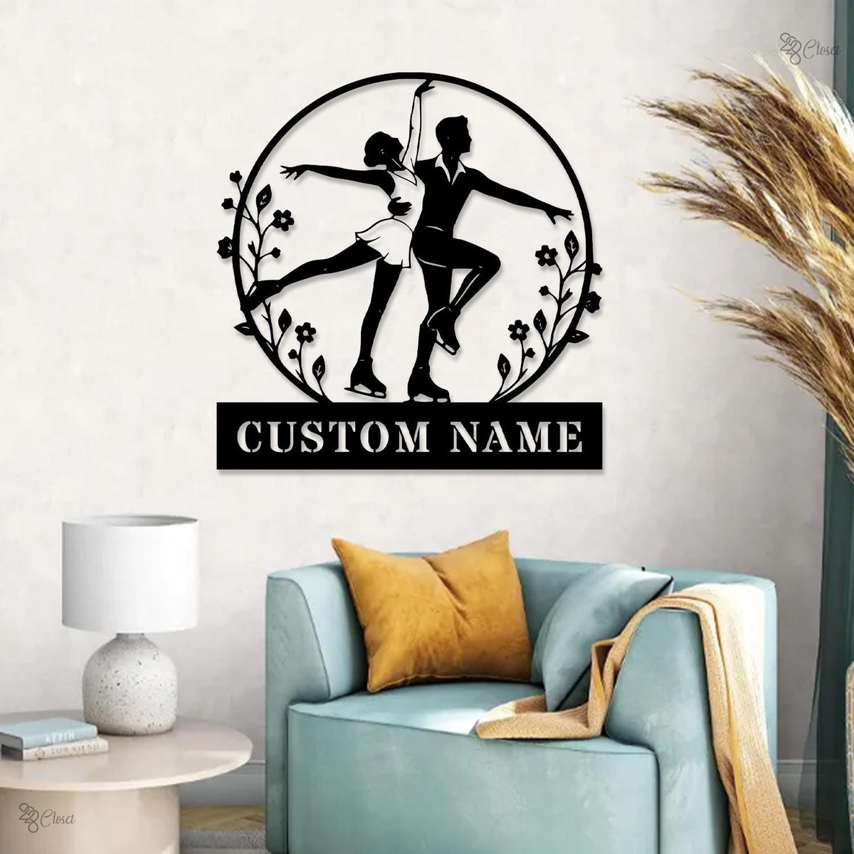 Custom Couple Figure Skating Metal Wall Art LED Light, Skater Gift, Gift For Couple, Gift for girl, Home Decor