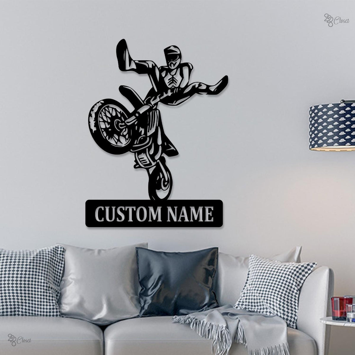Custom Motocross Metal Sign LED, Biker Gifts, Dirt Bike Wall Art, Man Cave Decor, Personalized Biker Name Sign, Dad Gift