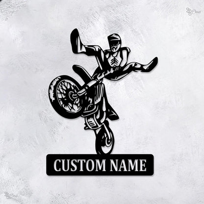 Custom Motocross Metal Sign LED, Biker Gifts, Dirt Bike Wall Art, Man Cave Decor, Personalized Biker Name Sign, Dad Gift