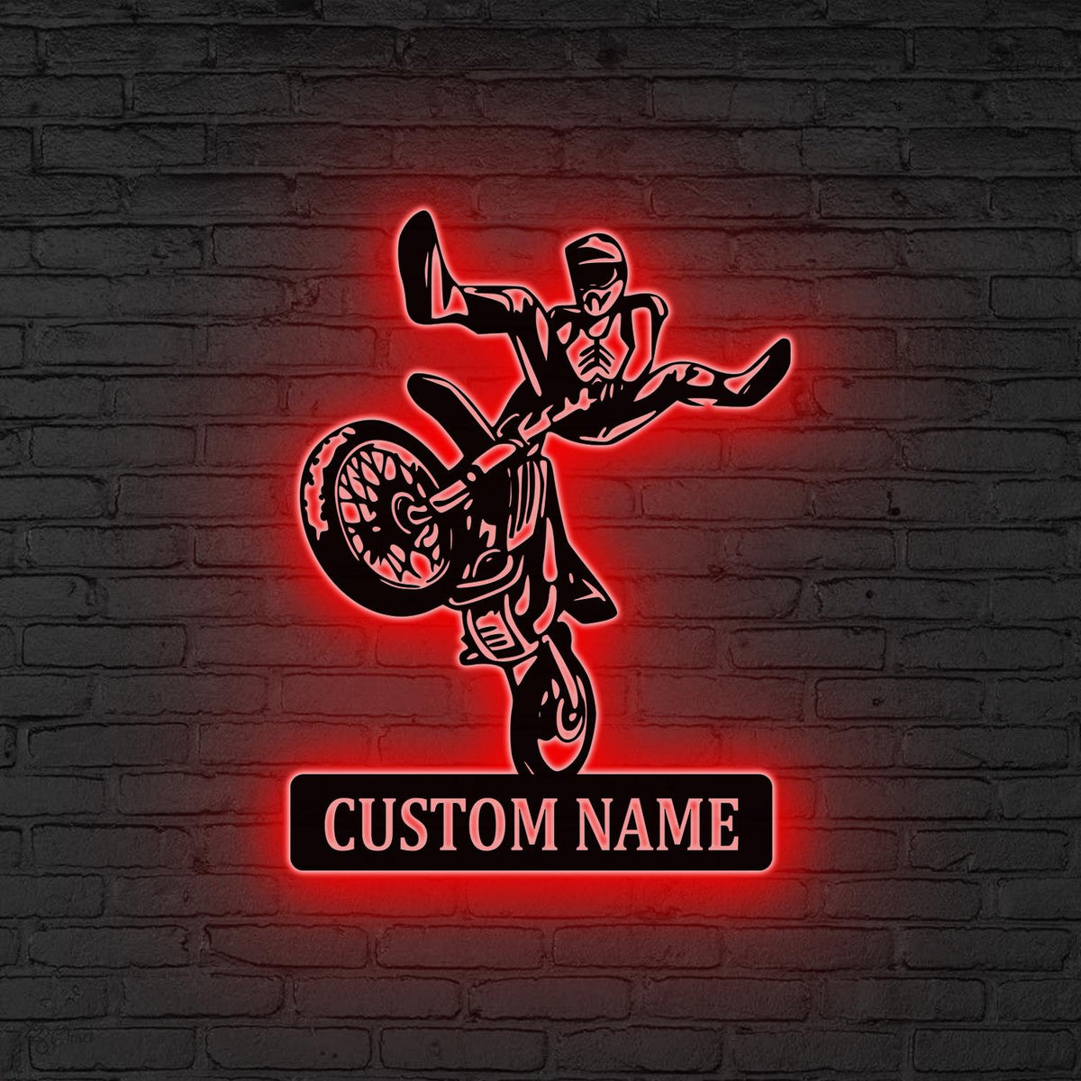 Custom Motocross Metal Sign LED, Biker Gifts, Dirt Bike Wall Art, Man Cave Decor, Personalized Biker Name Sign, Dad Gift