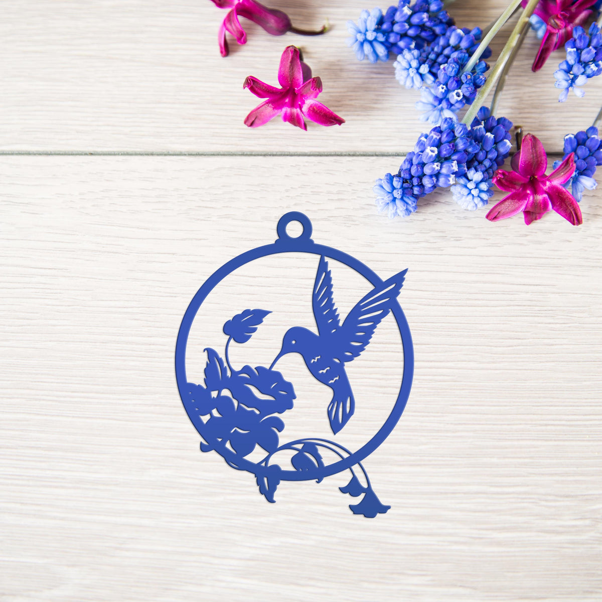 Metal Hummingbird 4 inch Rear View Mirror Ornament