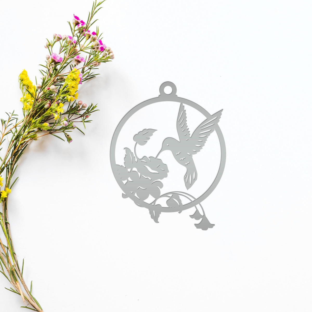 Metal Hummingbird 4 inch Rear View Mirror Ornament