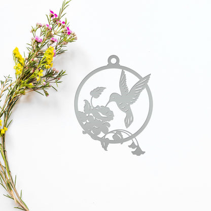 Metal Hummingbird 4 inch Rear View Mirror Ornament