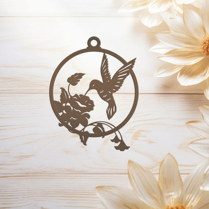 Metal Hummingbird 4 inch Rear View Mirror Ornament