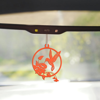 Metal Hummingbird 4 inch Rear View Mirror Ornament