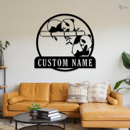 Personalized Metal Panda Name Sign,Custom Panda Metal Wall Art, Bedroom Decor, Kid Nursery Decor, Panda Lover Gift, Dad Gift