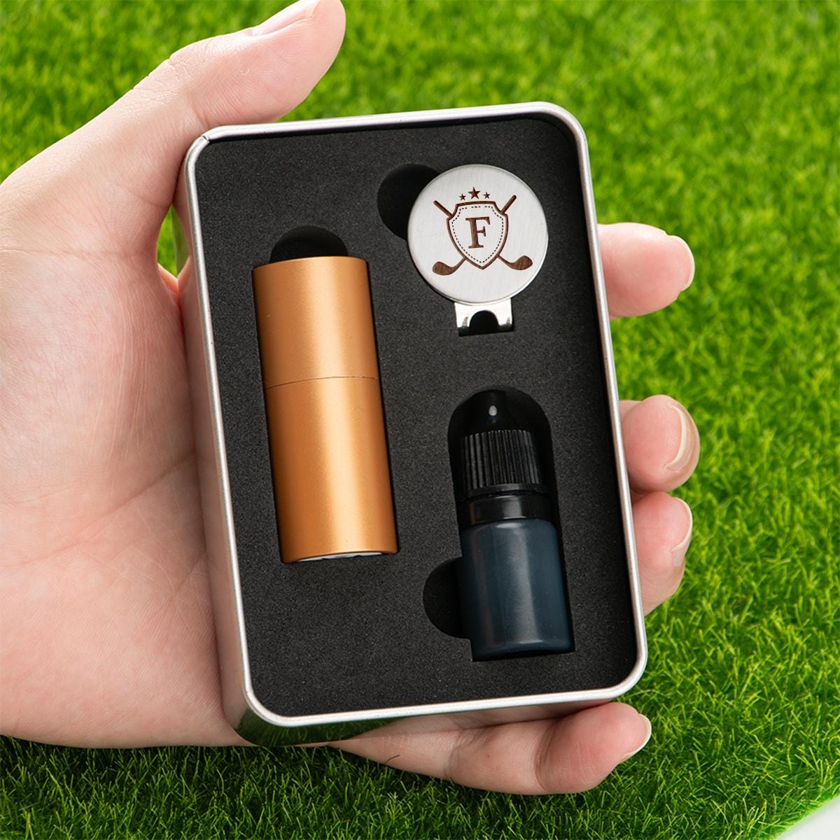 Custom Initial Letter Golf Ball Stamp For Him,Golf Ball Stamp With Tin Box,Golf Ball Marker,Gift For Golfer,Golf Mark Custom Gift