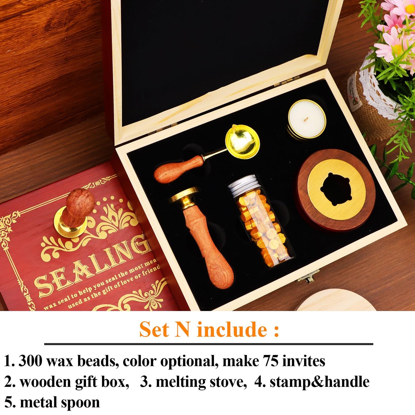 Custom wax seal stamp kit for wedding invitation , Custom wax stamp kit for gift , Wax seal kit , Initial wax seal stamp custom for gift