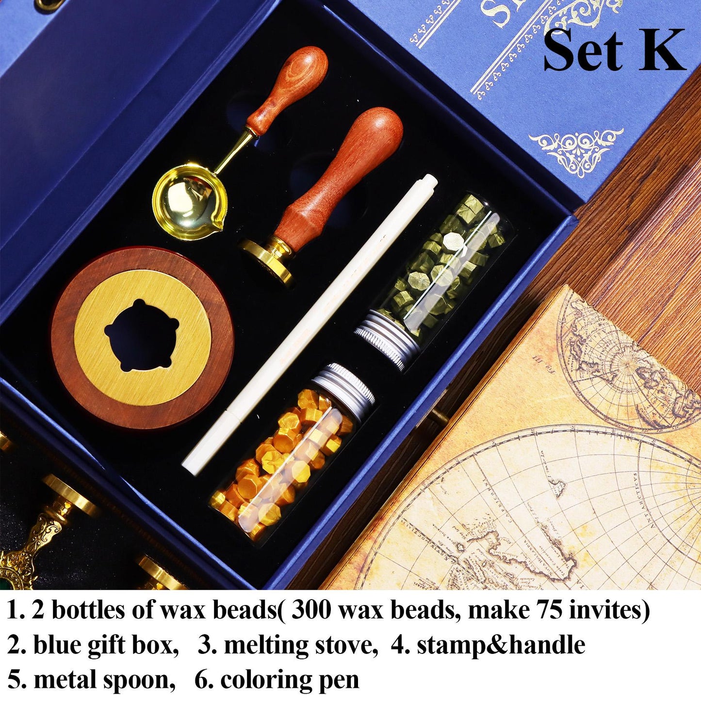 Custom wax seal stamp kit for wedding invitation , Personalized wax stamp kit for gift , Wax seal kit , Initial wax seal stamp custom