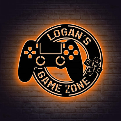 Custom Game Controller LED Sign, Personalized Game Controller Metal Sign, Game Room Decor, Man Cave Decor, Game Zone Sign, Gamer Gift Boy