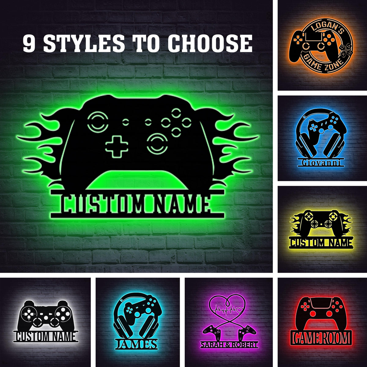 Custom Game Controller LED Sign, Personalized Game Controller Metal Sign, Game Room Decor, Man Cave Decor, Game Zone Sign, Gamer Gift Boy