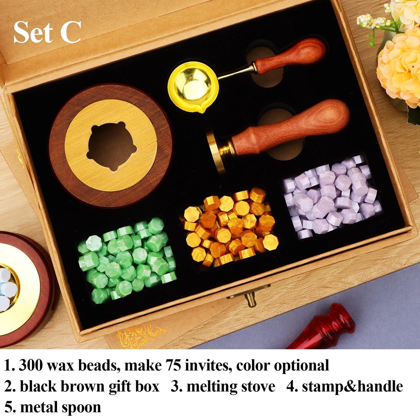 Custom Wax Seal Stamp Kit, Custom Monogram Initial Wax Seal Stamp Kit, Personalized Letter Wax Stamp Seal Kit, Customized Wax Seal Kit
