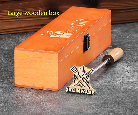 2-10 cm Custom Branding Hamburger/Steak Stamper, with optional elegant wooden box.