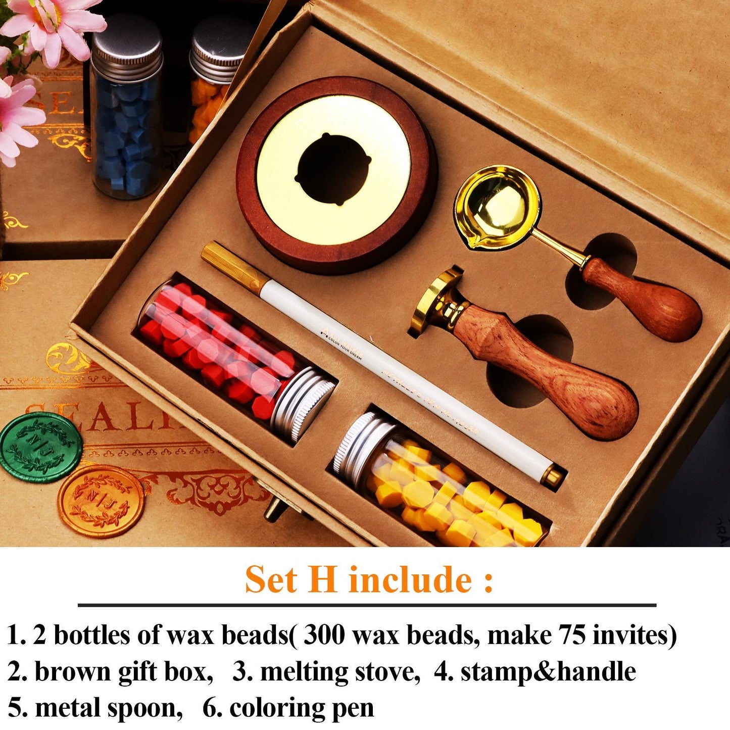 Customized Blank Wax Seal Stamp Kit, Personalized Any Logo Wax Seal Stamp Set, Wedding Wax Seal Kit, Custom Wax Stamp Kit for Gifts