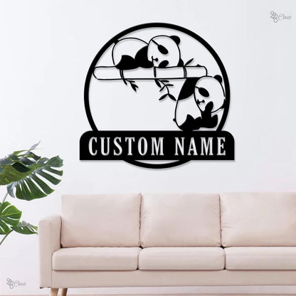 Personalized Metal Panda Name Sign,Custom Panda Metal Wall Art, Bedroom Decor, Kid Nursery Decor, Panda Lover Gift, Dad Gift