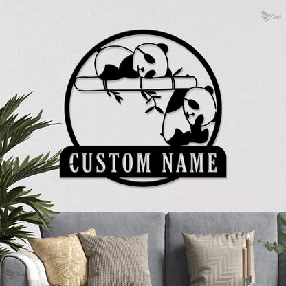 Personalized Metal Panda Name Sign,Custom Panda Metal Wall Art, Bedroom Decor, Kid Nursery Decor, Panda Lover Gift, Dad Gift