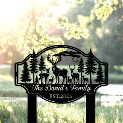 Custom Metal Deer Sign Outdoor Decor Personalized Cabin Name Signs Metal Camping Sign Housewarming Gift Outdoor Art Hunting sign