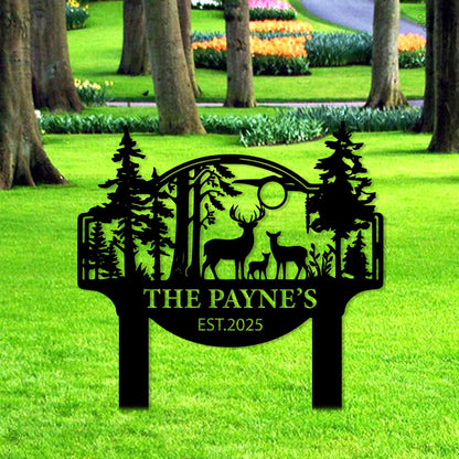 Custom Metal Deer Sign Outdoor Decor Personalized Cabin Name Signs Metal Camping Sign Housewarming Gift Outdoor Art Hunting sign