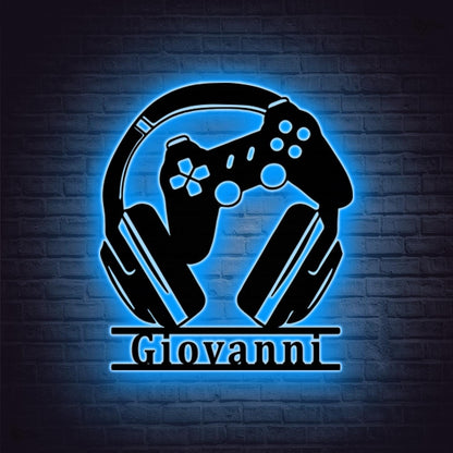 Custom Game Controller LED Sign, Personalized Game Controller Metal Sign, Game Room Decor, Man Cave Decor, Game Zone Sign, Gamer Gift Boy
