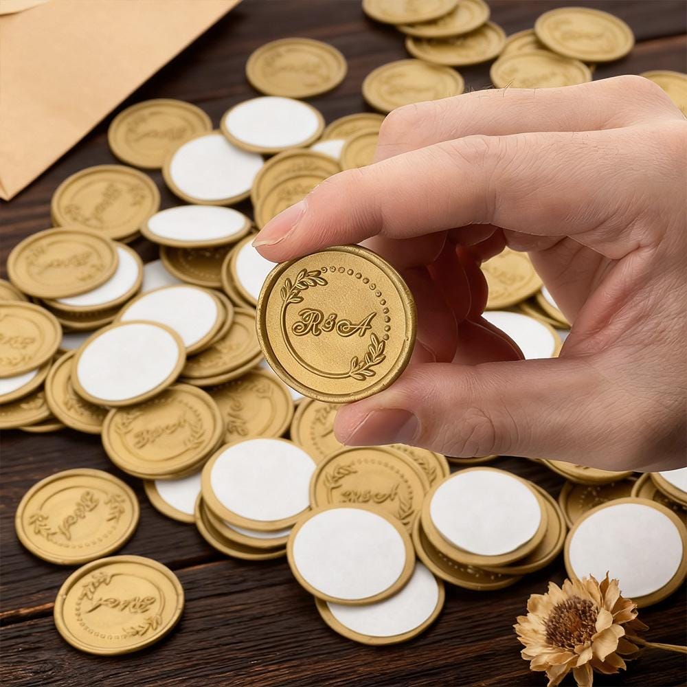 Personalized Wedding Invitation Wax Seals, Custom Self-Adhesive Wedding Wax Seal Stickers