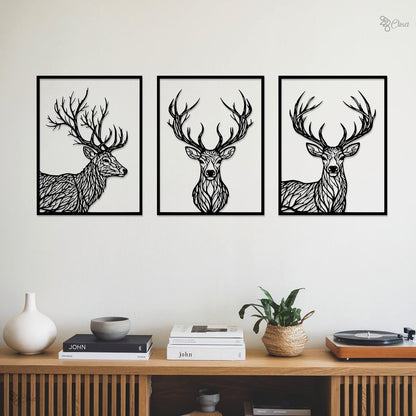 Metal Deer Wall Art Set Of 3 Tree Branch Forest Deer Silhouette Wall Decor Nature Home Decor