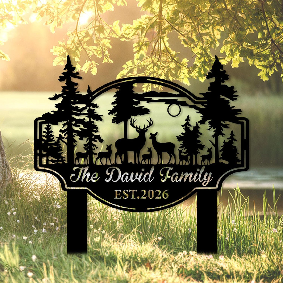 Custom Metal Deer Sign Outdoor Decor Personalized Cabin Name Signs Metal Camping Sign Housewarming Gift Outdoor Art Hunting sign