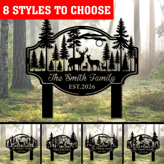 Custom Metal Deer Sign Outdoor Decor Personalized Cabin Name Signs Metal Camping Sign Housewarming Gift Outdoor Art Hunting sign