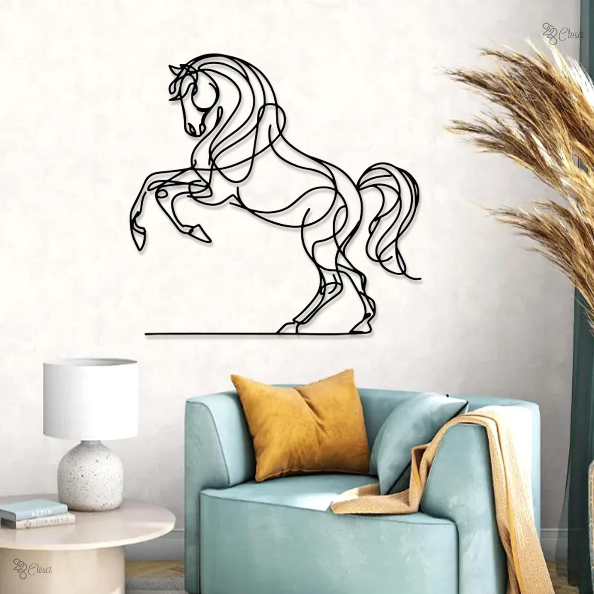 Personalized Horse Wall Art, Custom Horse Line Art Minimalist Decor Equestrian Gift
