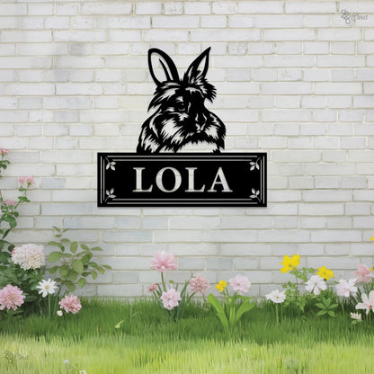 Personalised Custom Bunny Metal Sign: Custom Rabbit Name Plate, Up to 9 Breeds