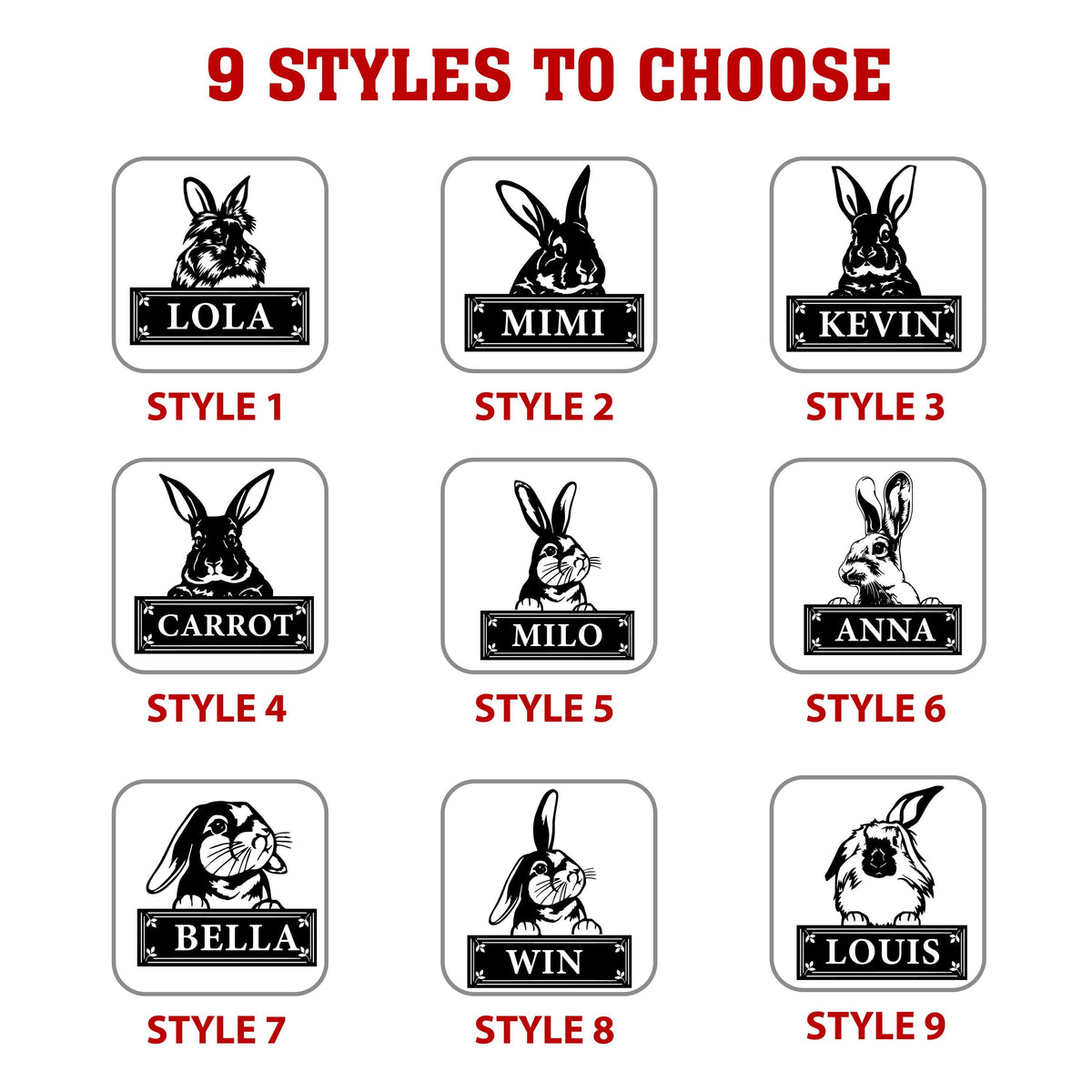 Personalised Custom Bunny Metal Sign: Custom Rabbit Name Plate, Up to 9 Breeds