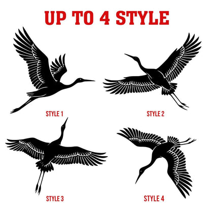 Metal Flying Cranes Wall Art Heron Metal Wall Decor Set of 4 Birds Decor