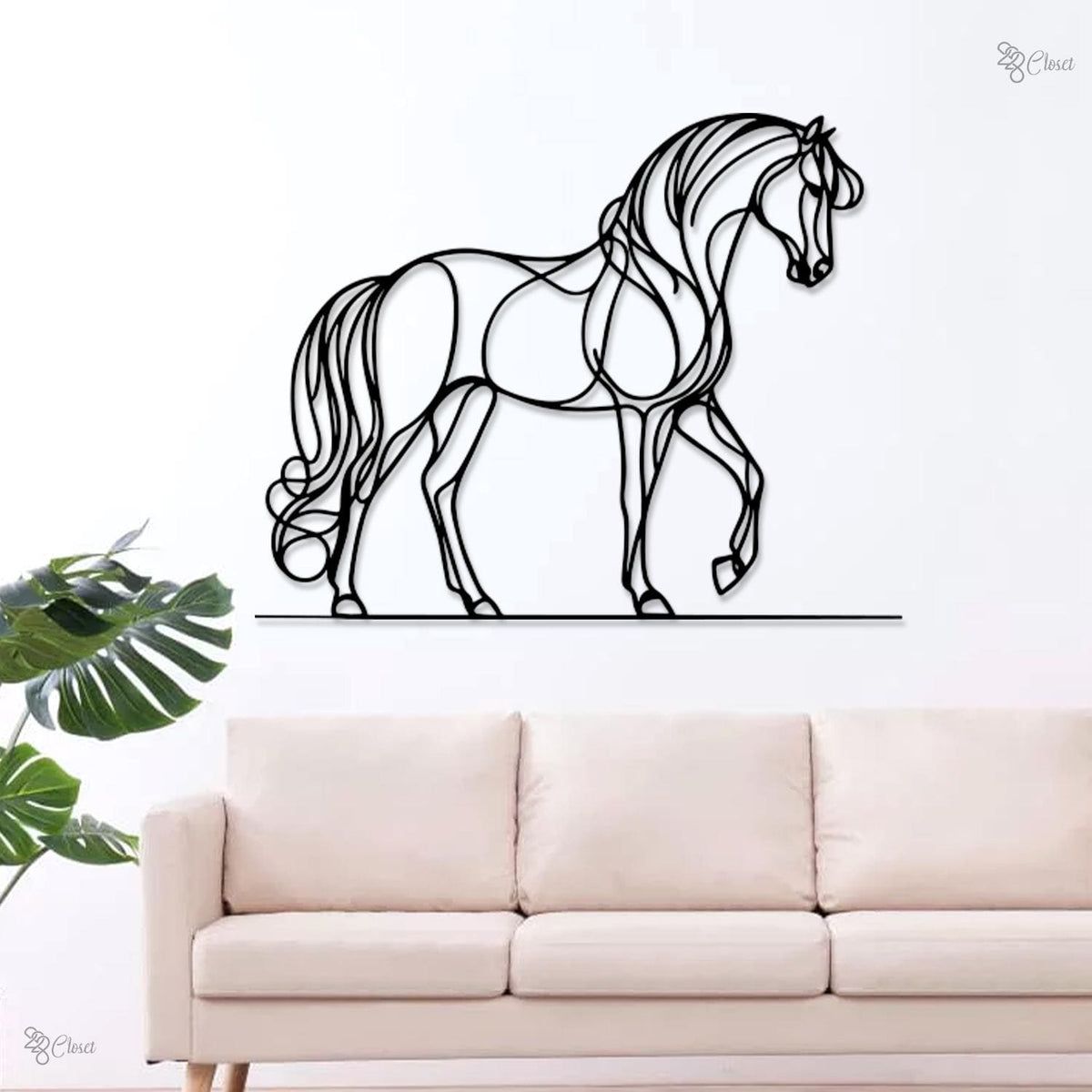 Personalized Horse Wall Art, Custom Horse Line Art Minimalist Decor Equestrian Gift