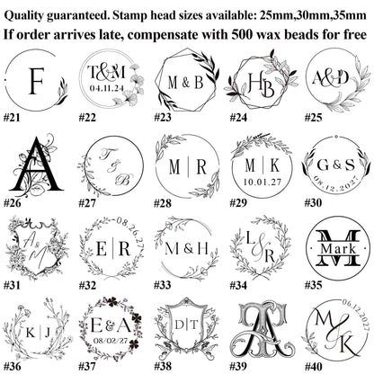Custom wax seal stamp kit for wedding invitation , Personalized wax stamp kit for gift , Wax seal kit , Initial wax seal stamp custom