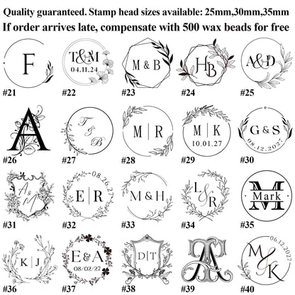 Personalized Couples Wedding Wax Stamp Seal Kit, Custom wax stamp kit for gift , Letter Wax seal kit , Initial wax seal stamp custom