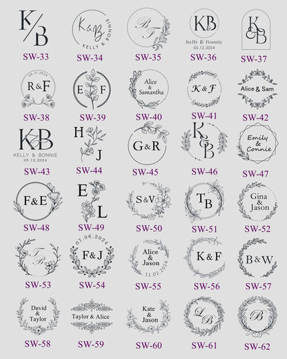 Custom Wedding Invitation Self-Adhesive Wax Seals: Wax Seal Stickers, Monogram Wax Seal Stickers