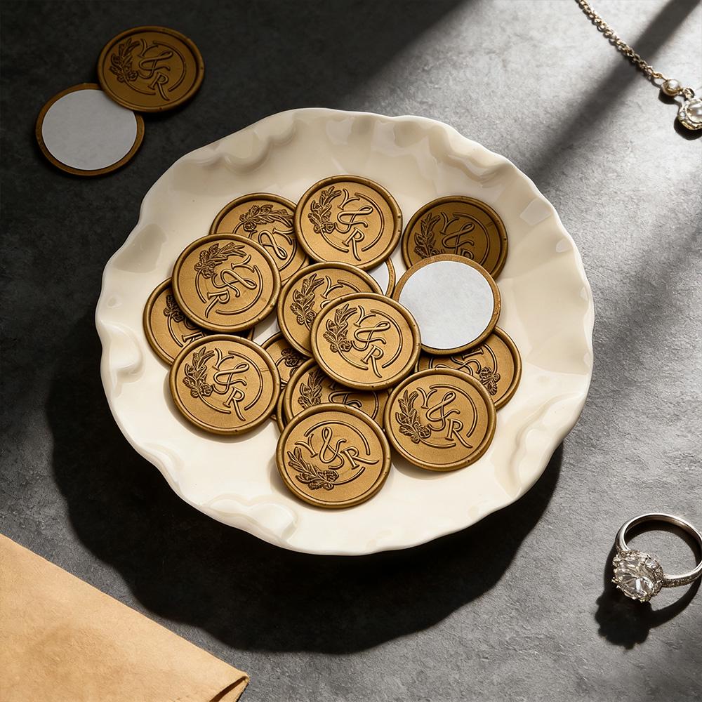 Wedding Invitation Self-Adhesive Wax Seals Stickers, Custom Wax Seal Stickers, Personalized Wax Seals, Monogram Wax Seal Stickers