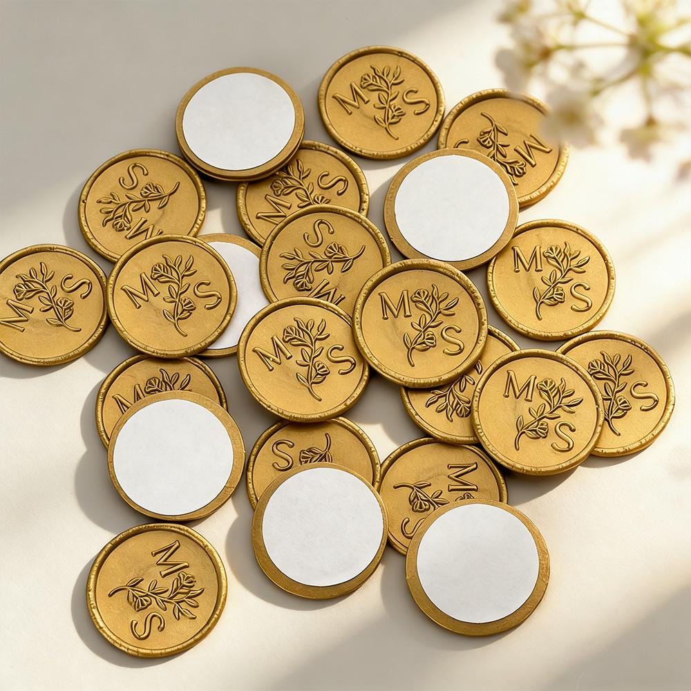 Wedding Invitation Self-Adhesive Wax Seals Stickers, Custom Wax Seal Stickers, Personalized Wax Seals, Monogram Wax Seal Stickers