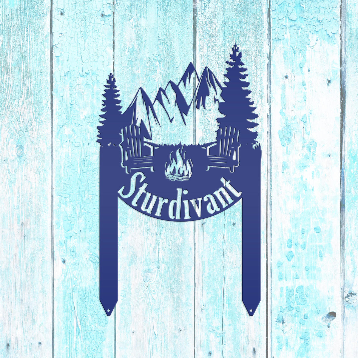 Campsite Sign, Custom Metal Yard Stake with Last Name for camp ground