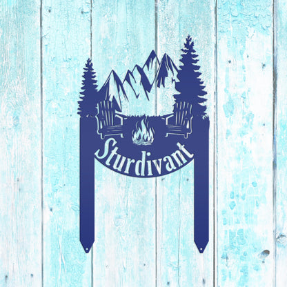 Campsite Sign, Custom Metal Yard Stake with Last Name for camp ground