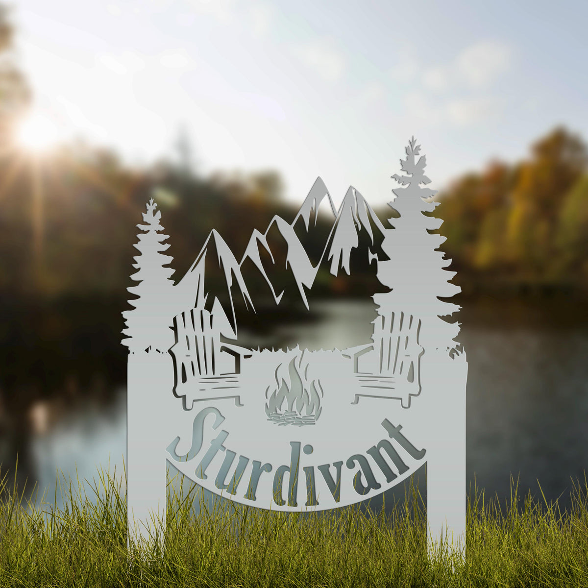 Campsite Sign, Custom Metal Yard Stake with Last Name for camp ground