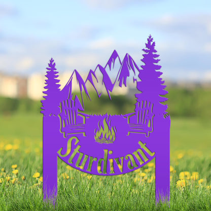 Campsite Sign, Custom Metal Yard Stake with Last Name for camp ground