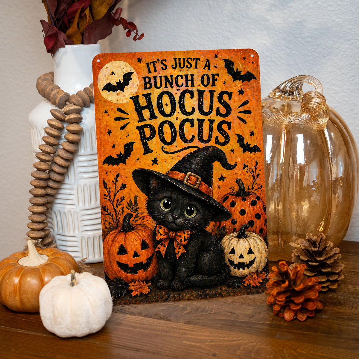 Hocus Pocus Sign, Halloween Metal Sign, Cute Halloween Decor, Spooky Cute Decor, Witch Decor, Halloween Wall Art, Trick Or Treat