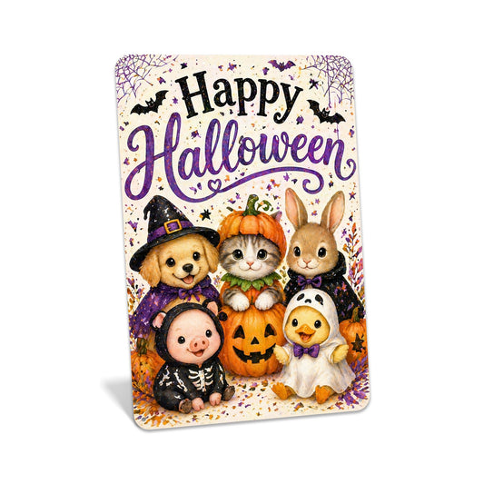 Animal Costume Sign, Cute Halloween Sign, Kids Halloween Decor, Halloween Metal Sign, Spooky Cute Decor, Whimsical Halloween Art