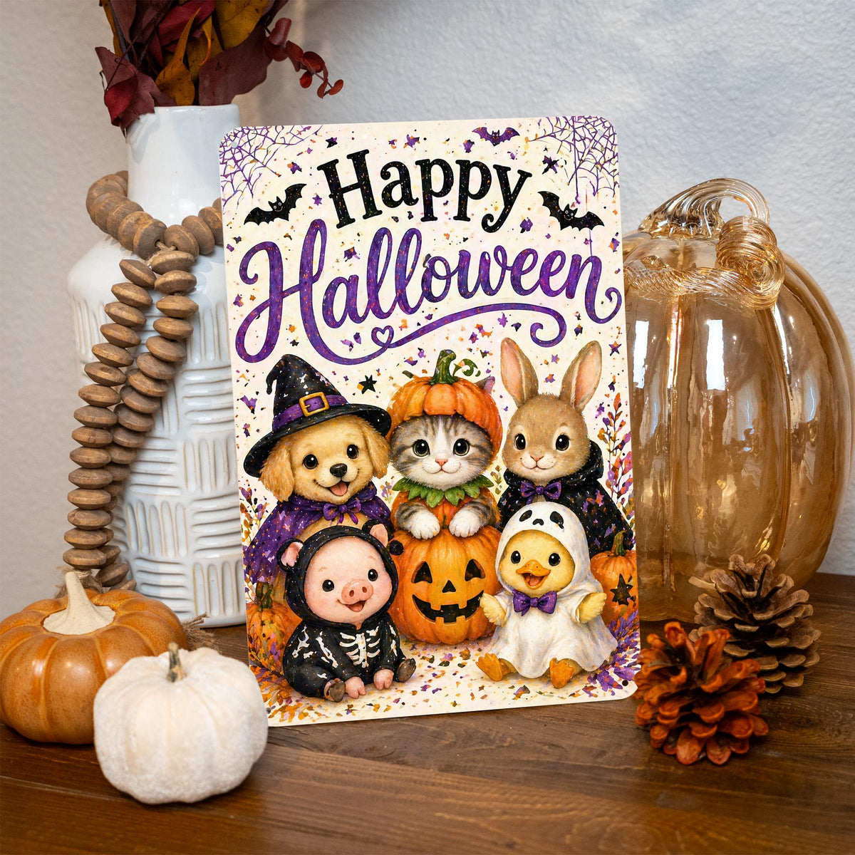 Animal Costume Sign, Cute Halloween Sign, Kids Halloween Decor, Halloween Metal Sign, Spooky Cute Decor, Whimsical Halloween Art