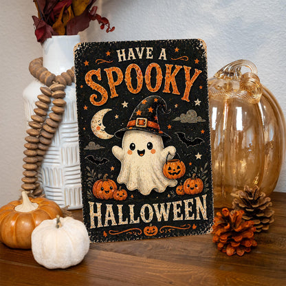 Have A Spooky Halloween Sign, Cute Ghost Sign, Halloween Metal Sign, Cute Halloween Decor, Spooky Cute Decor, Ghost Wall Art, Trick Or Treat
