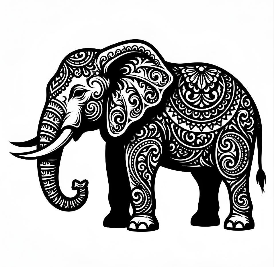 Elephant Metal Wall Art, Mandala Elephant Decor, Boho Animal Wall Hanging, Modern Home Decor Gift