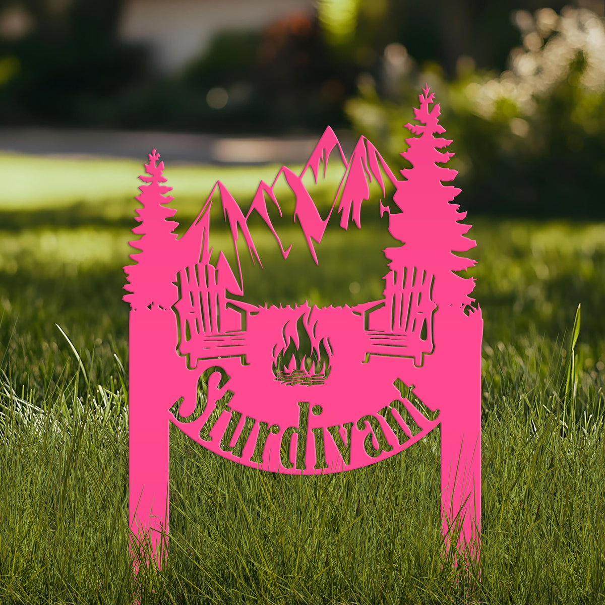 Campsite Sign, Custom Metal Yard Stake with Last Name for camp ground