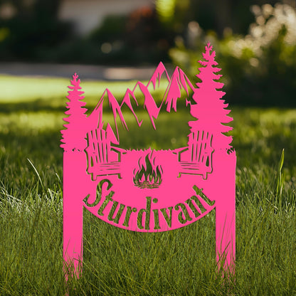 Campsite Sign, Custom Metal Yard Stake with Last Name for camp ground